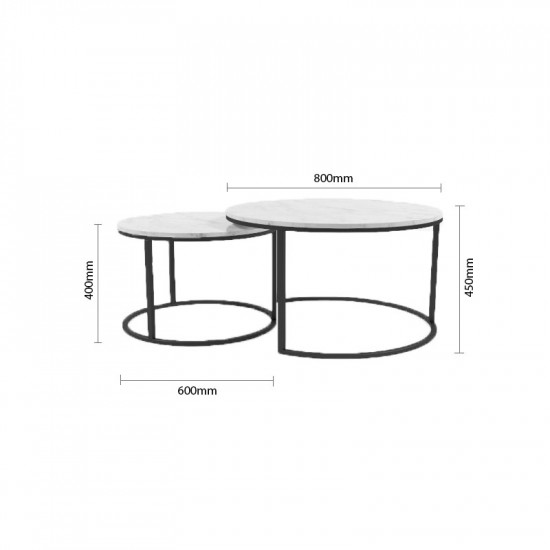 Marble Round Coffee Table D60 / D80, Black Marble Round Coffee Table D60 / D80, Black